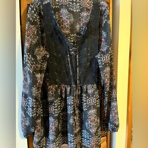 Maurices Black and Pink Floral Blouse